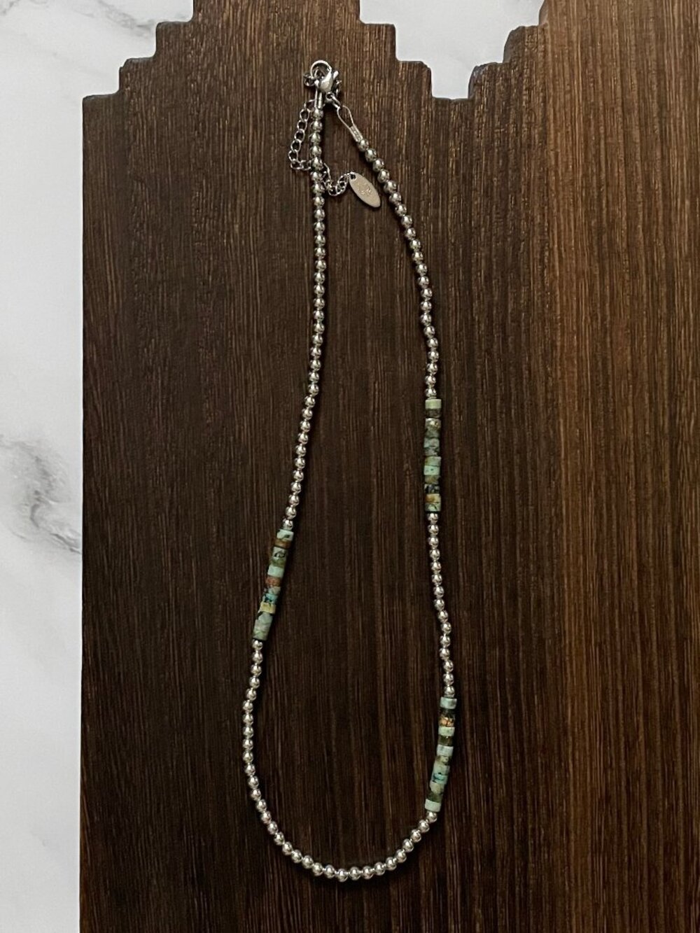 Handmade Asymmetric African Turquoise Heishi Western Pearl Necklace 19 inch